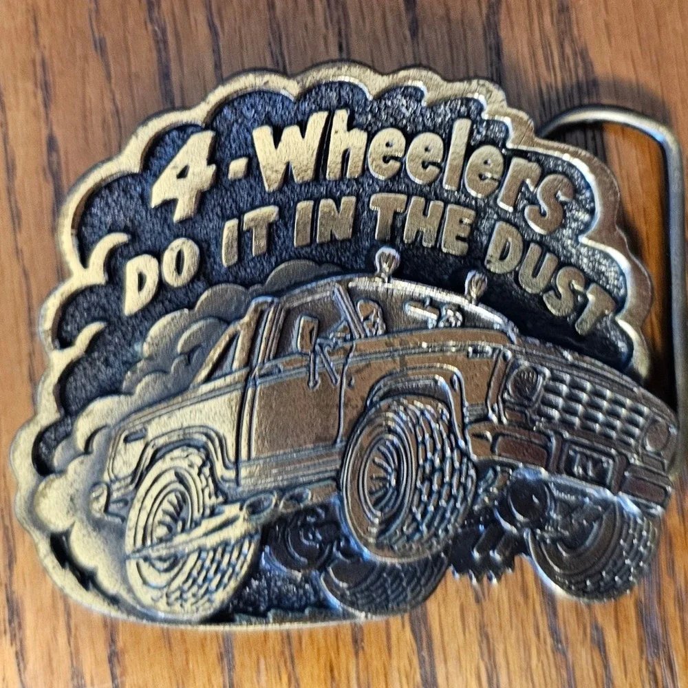 Great American Buckle Co 1980 4-Wheelers Do It In The Dust Brass Belt Buckle 404